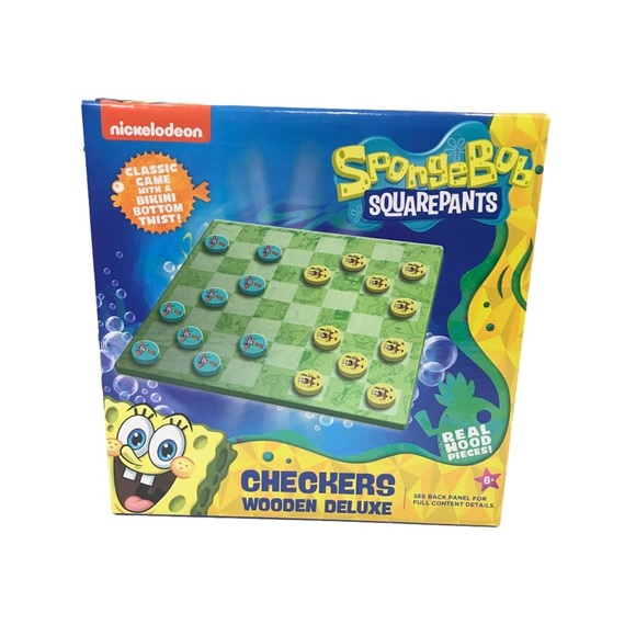 SpongeBob SquarePants Wooden Deluxe Checker Set Nickelodeon New Sealed Game - Picture 14 of 14